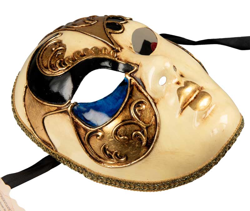 Masque Volto Bleu et Doré – Artisanat Authentique de Venise