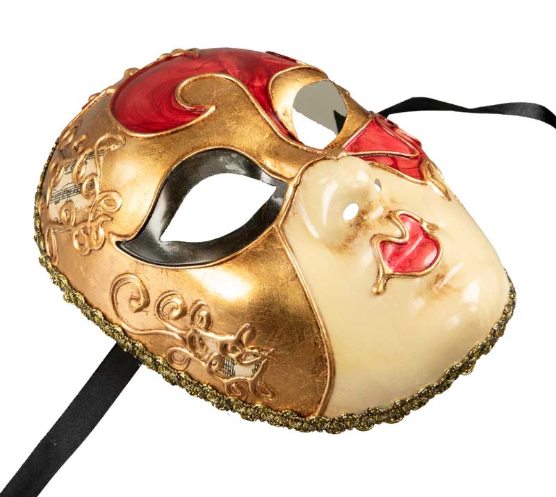 Masque Volto Doré Rouge – Artisanat Authentique de Venise