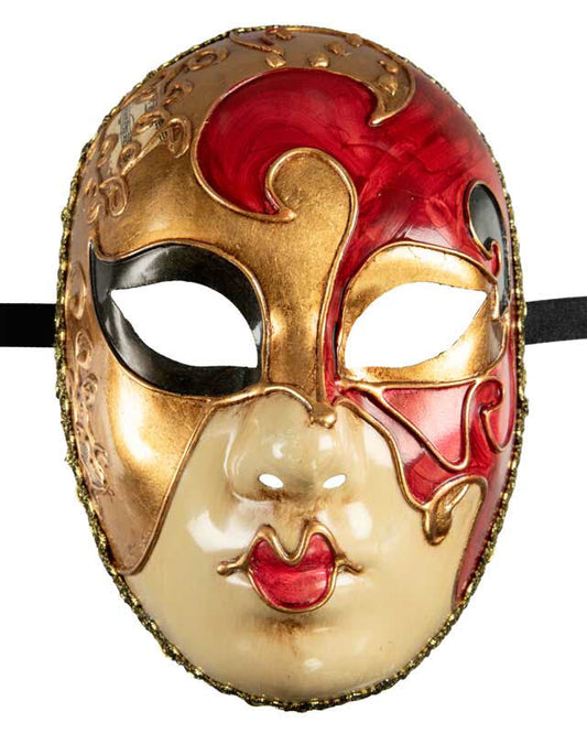Masque Volto Doré Rouge – Artisanat Authentique de Venise