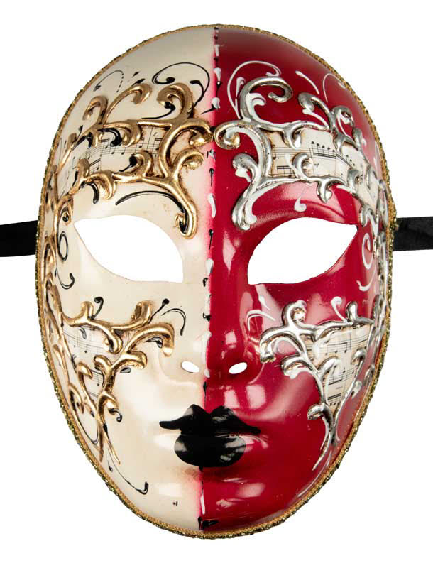 Masque Volto Doré Blanc et Rouge – Artisanat Authentique de Venise