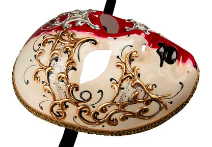 Masque Volto Doré Blanc et Rouge – Artisanat Authentique de Venise