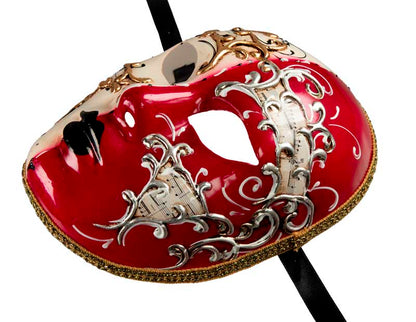Masque Volto Doré Blanc et Rouge – Artisanat Authentique de Venise