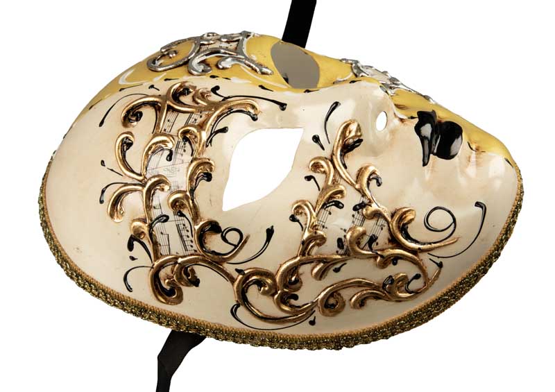 Masque Volto Day Night Doré Blanc et Jaune – Artisanat Authentique de Venise