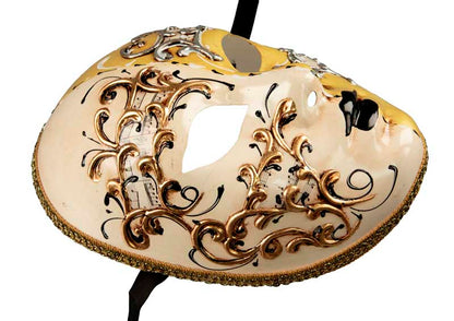 Masque Volto Day Night Doré Blanc et Jaune – Artisanat Authentique de Venise