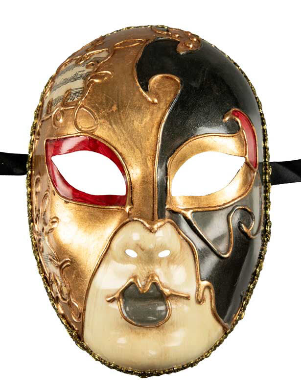 Masque Volto Musica Doré et Noir – Artisanat Authentique de Venise