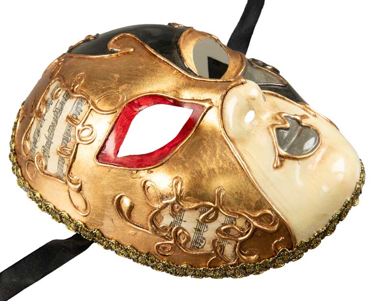 Masque Volto Musica Doré et Noir – Artisanat Authentique de Venise