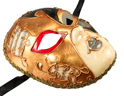 Masque Volto Musica Doré et Noir – Artisanat Authentique de Venise