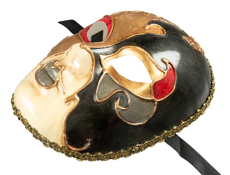 Masque Volto Musica Doré et Noir – Artisanat Authentique de Venise