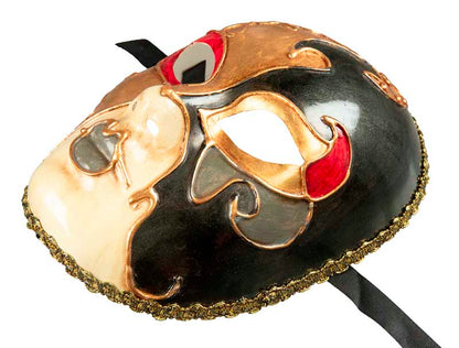 Masque Volto Musica Doré et Noir – Artisanat Authentique de Venise
