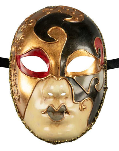 Masque Volto Musica Doré et Noir – Artisanat Authentique de Venise