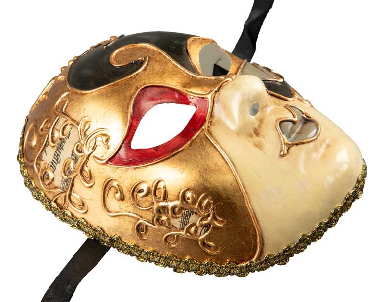 Masque Volto Musica Doré et Noir – Artisanat Authentique de Venise