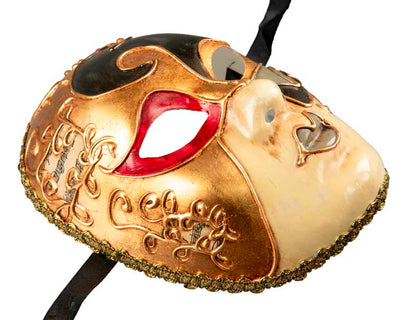Masque Volto Musica Doré et Noir – Artisanat Authentique de Venise