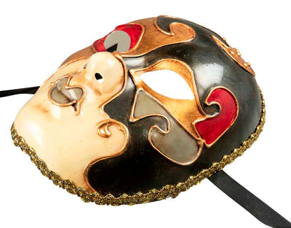 Masque Volto Musica Doré et Noir – Artisanat Authentique de Venise