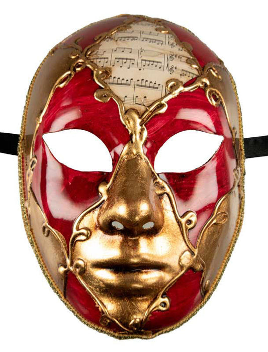 Masque Volto Doré Rouge Symphonia – Artisanat Authentique de Venise
