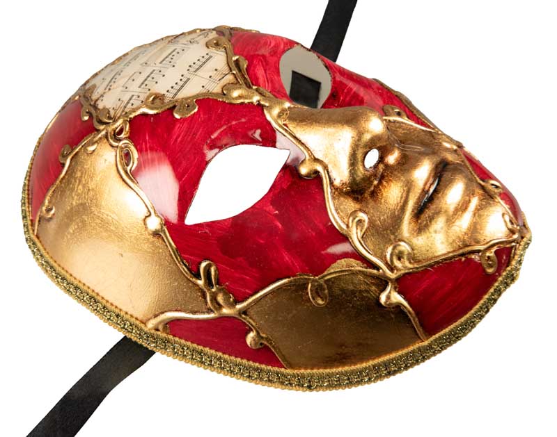 Masque Volto Doré Rouge Symphonia – Artisanat Authentique de Venise
