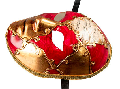 Masque Volto Doré Rouge Symphonia – Artisanat Authentique de Venise