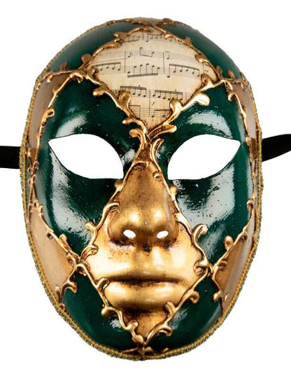 Masque Volto Symphonia Doré et Vert – Artisanat Authentique de Venise