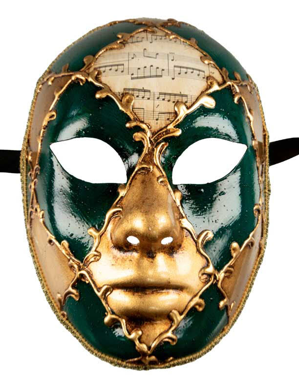 Masque Volto Mozart Vert – Artisanat Authentique de Venise