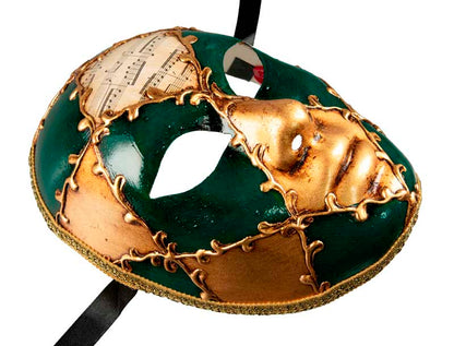 Masque Volto Mozart Vert – Artisanat Authentique de Venise