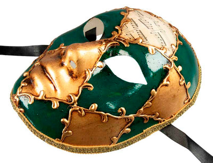 Masque Volto Mozart Vert – Artisanat Authentique de Venise