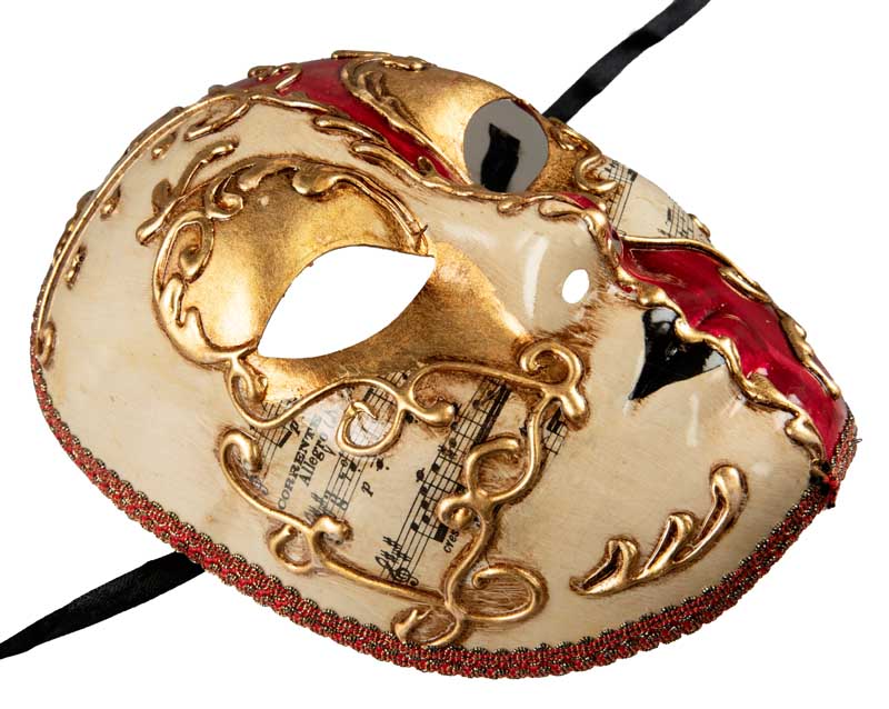 Masque Volto Doré Blanc et Rouge – Artisanat Authentique de Venise