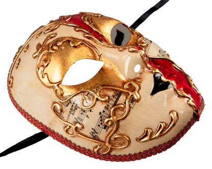 Masque Volto Doré Blanc et Rouge – Artisanat Authentique de Venise