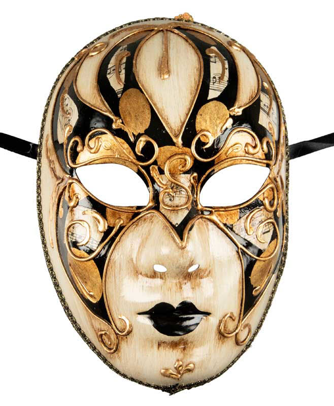 Masque Volto Doré Blanc et Noir – Artisanat Authentique de Venise