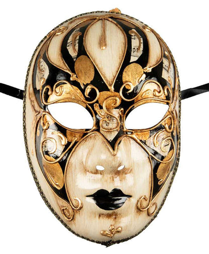 Masque Volto Doré Blanc et Noir – Artisanat Authentique de Venise