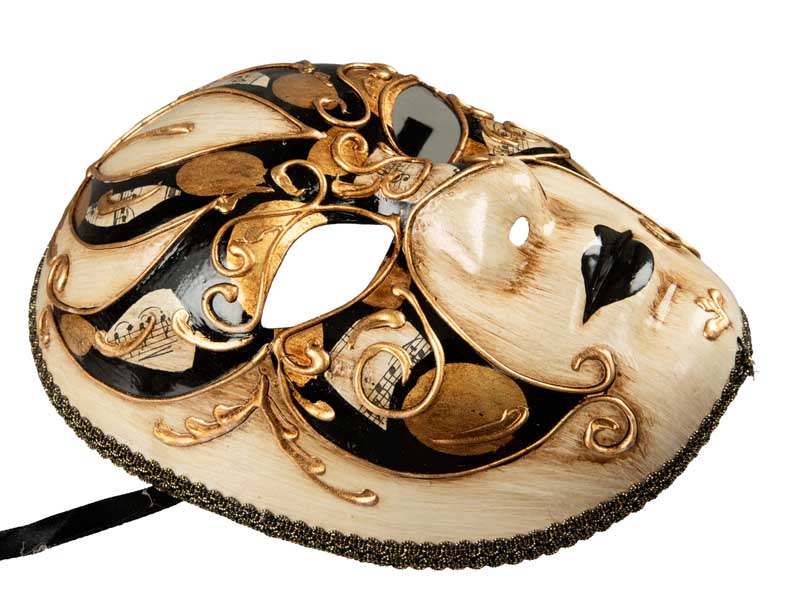 Masque Volto Doré Blanc et Noir – Artisanat Authentique de Venise