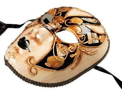 Masque Volto Doré Blanc et Noir – Artisanat Authentique de Venise