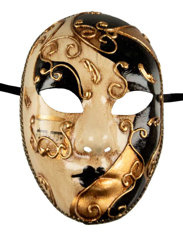 Masque Volto Doré Blanc et Noir Original – Artisanat Authentique de Venise
