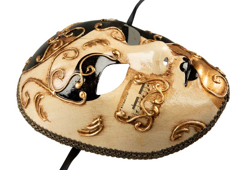 Masque Volto Doré Blanc et Noir Original – Artisanat Authentique de Venise