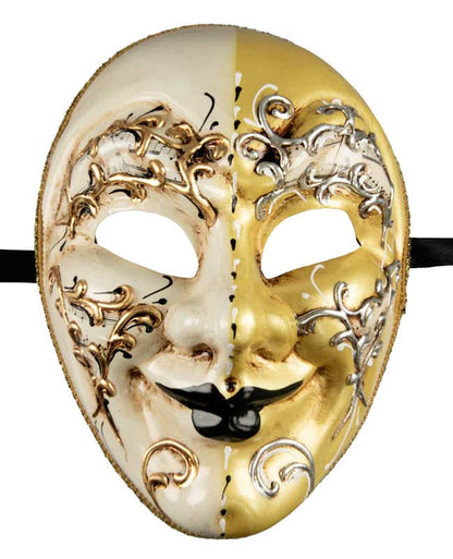 Masque Volto Joker Blanc et Jaune – Artisanat Authentique de Venise