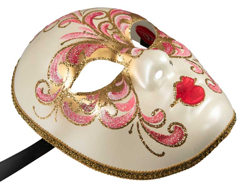 Masque Volto Rose Doré Florale – Artisanat Authentique de Venise