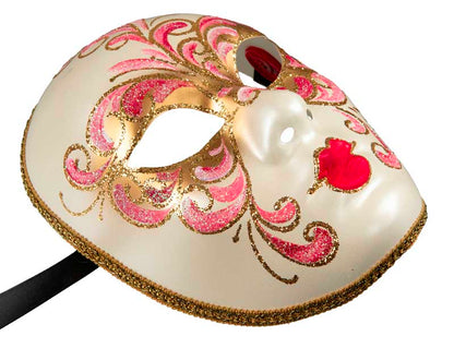 Masque Volto Rose Doré Florale – Artisanat Authentique de Venise