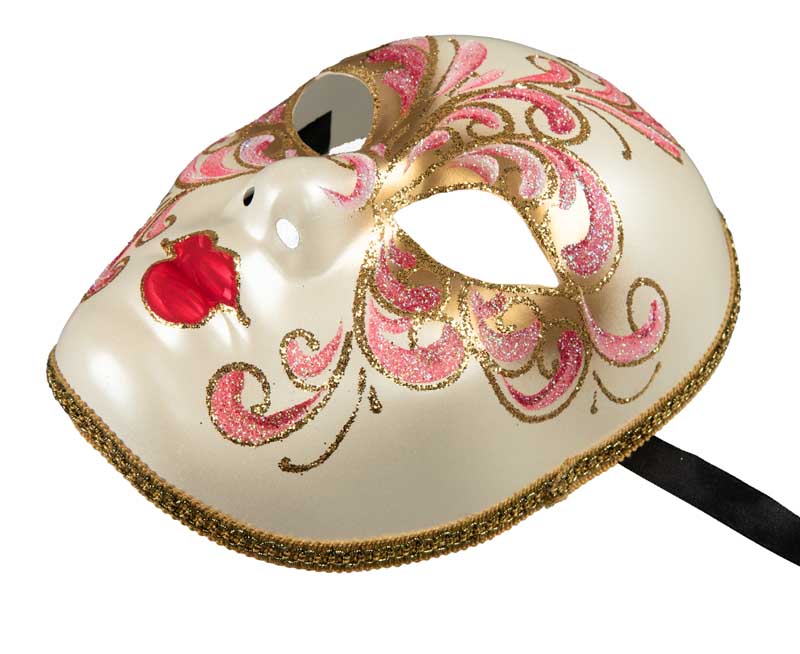 Masque Volto Rose Doré Florale – Artisanat Authentique de Venise