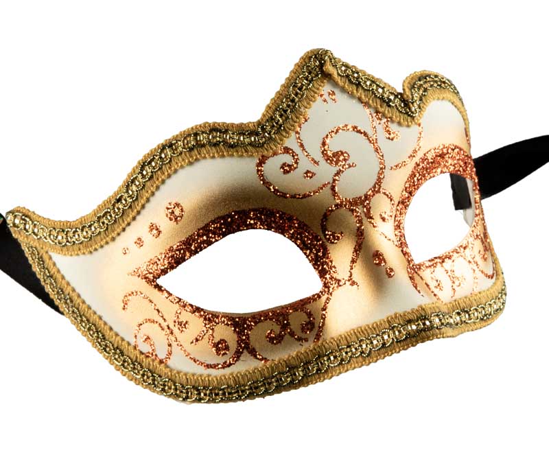 Masque Colombine Cuivré et Doré à Pointe – Artisanat Authentique de Venise