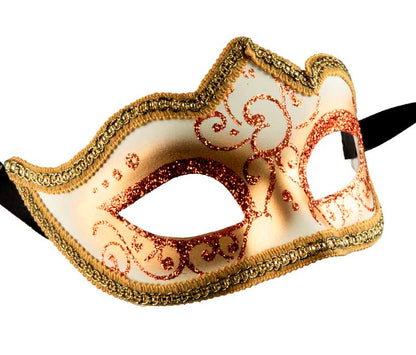 Masque Colombine Cuivré et Doré à Pointe – Artisanat Authentique de Venise