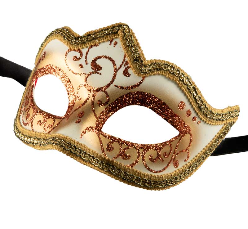 Masque Colombine Cuivré et Doré à Pointe – Artisanat Authentique de Venise