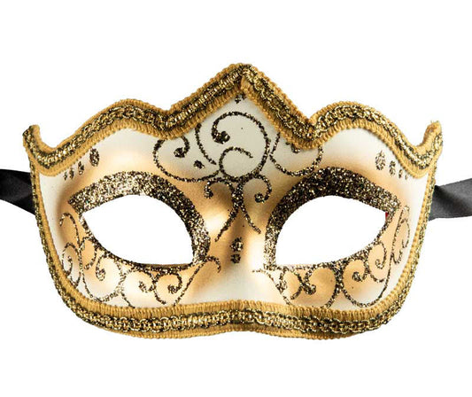Masque Colombine Noir et Doré à Pointe – Artisanat Authentique de Venise