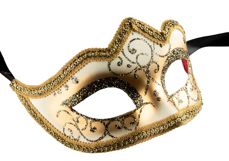 Masque Colombine Noir et Doré à Pointe – Artisanat Authentique de Venise