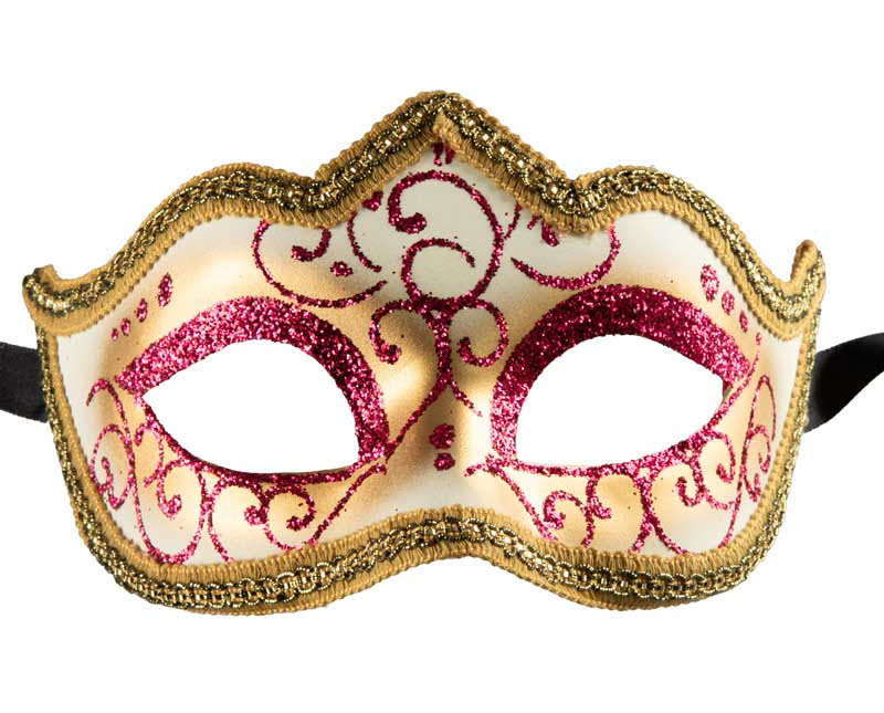 Masque Colombine Rose et Doré à Pointe – Artisanat Authentique de Venise
