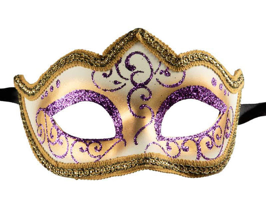 Masque Colombine Violet et Doré à Pointe – Artisanat Authentique de Venise