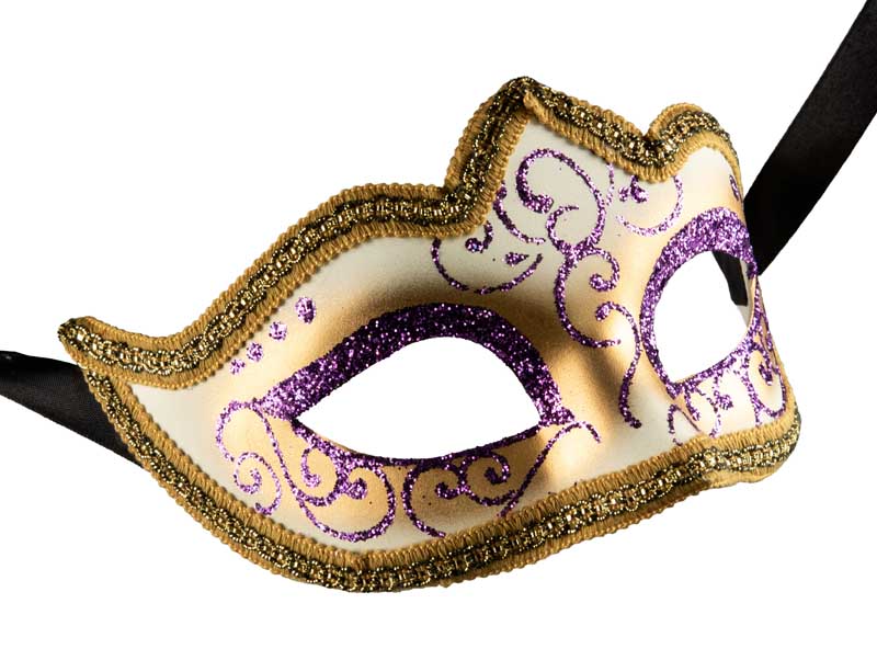 Masque Colombine Violet et Doré à Pointe – Artisanat Authentique de Venise