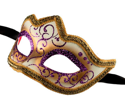 Masque Colombine Violet et Doré à Pointe – Artisanat Authentique de Venise