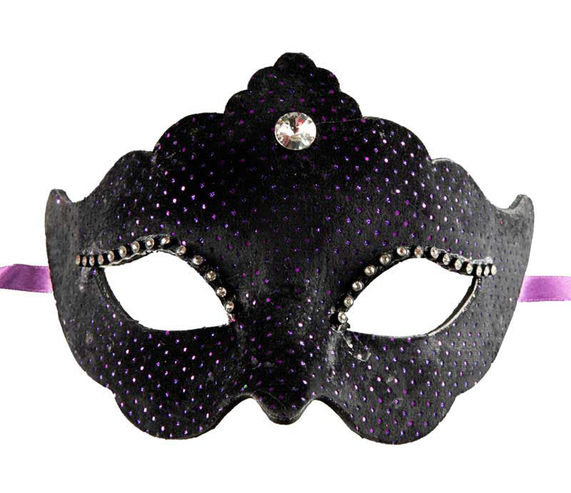 Masque Colombine à Pointe Noir et Violet – Artisanat Authentique de Venise