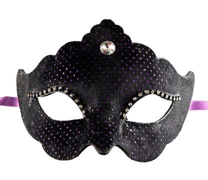 Masque Colombine à Pointe Noir et Violet – Artisanat Authentique de Venise