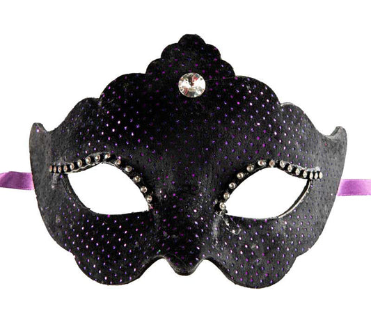 Masque Colombine à Pointe Noir et Violet – Artisanat Authentique de Venise