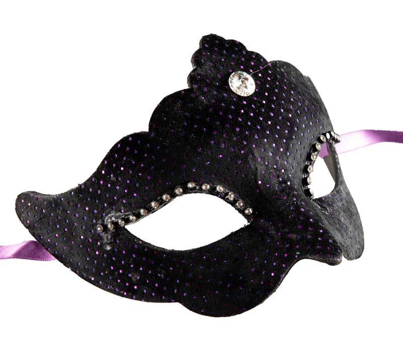 Masque Colombine à Pointe Noir et Violet – Artisanat Authentique de Venise