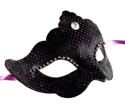 Masque Colombine à Pointe Noir et Violet – Artisanat Authentique de Venise